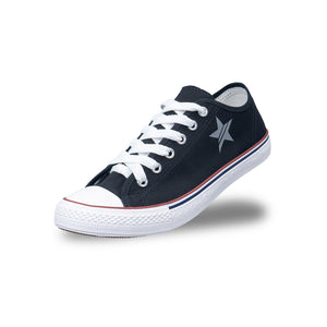 รองเท้าผ้าใบ รองเท้าผ้าใบผูกเชือก รองเท้าผ้าใบผูกเชือกผู้ชาย รองเท้าผ้าใบผูกเชือกผู้หญิงสีดำ ลายดาวสะท้อนแสง นุ่ม เบา ใส่สบาย