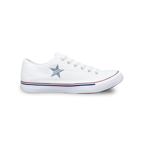 รองเท้าผ้าใบ รองเท้าผ้าใบผูกเชือก รองเท้าผ้าใบผูกเชือกผู้ชาย รองเท้าผ้าใบผูกเชือกผู้หญิงสีครีม ลายดาวสะท้อนแสง นุ่ม เบา ใส่สบาย