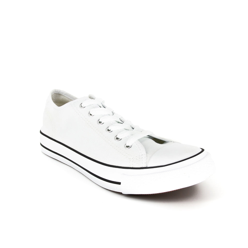 รองเท้าผ้าใบ รองเท้าผ้าใบผูกเชือก รองเท้าผ้าใบผูกเชือกผู้ชาย รองเท้าผ้าใบผูกเชือกผู้หญิงสีขาว/ดำ คลาสสิค ใส่สบาย น้ำหนักเบา