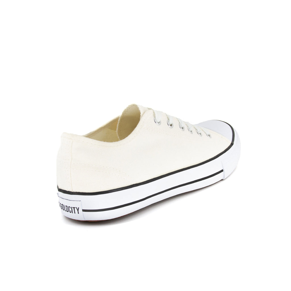 รองเท้าผ้าใบ รองเท้าผ้าใบผูกเชือก รองเท้าผ้าใบผูกเชือกผู้ชาย รองเท้าผ้าใบผูกเชือกผู้หญิงสีครีม/ดำ คลาสสิค ใส่สบาย น้ำหนักเบา