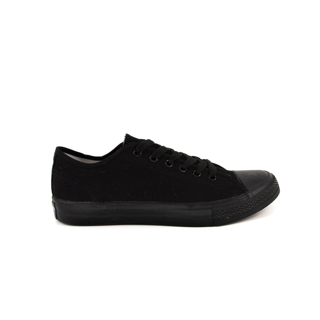 รองเท้าผ้าใบ รองเท้าผ้าใบผูกเชือก รองเท้าผ้าใบผูกเชือกผู้ชาย รองเท้าผ้าใบผูกเชือกผู้หญิงสีดำ/ดำ คลาสสิค ใส่สบาย น้ำหนักเบา