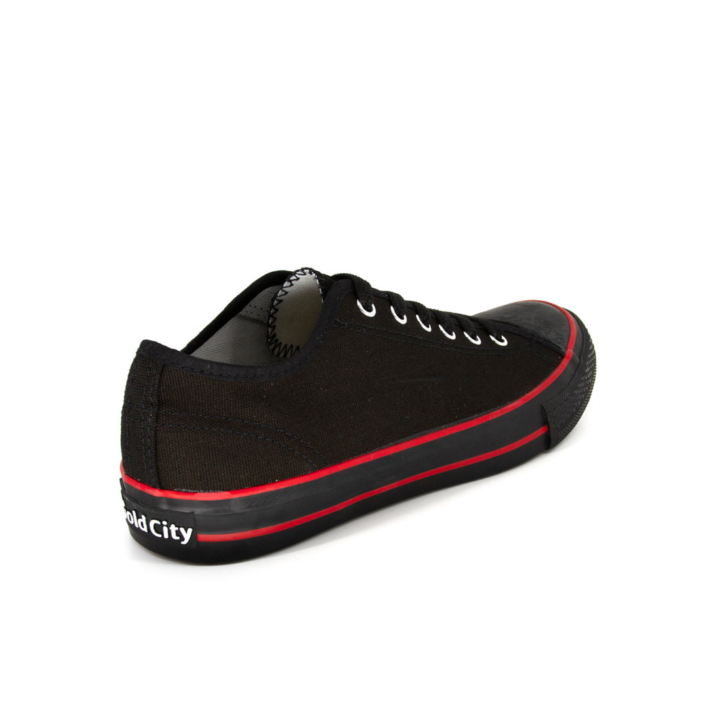 รองเท้าผ้าใบ รองเท้าผ้าใบผูกเชือก รองเท้าผ้าใบผูกเชือกผู้ชาย รองเท้าผ้าใบผูกเชือกผู้หญิงสีดำ/แดง คลาสสิค ใส่สบาย น้ำหนักเบา