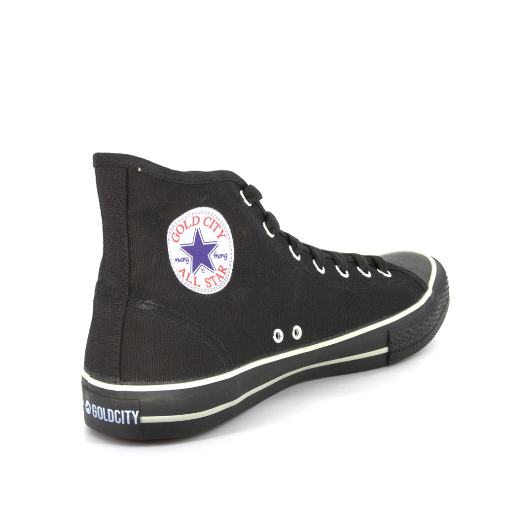 รองเท้าผ้าใบ รองเท้าผ้าใบหุ้มข้อ รองเท้าผ้าใบหุ้มข้อผู้ชาย รองเท้าผ้าใบหุ้มข้อผู้หญิงสีดำ/ขาว แนวสตรีท น้ำหนักเบา สวมใส่ง่าย ทนทาน