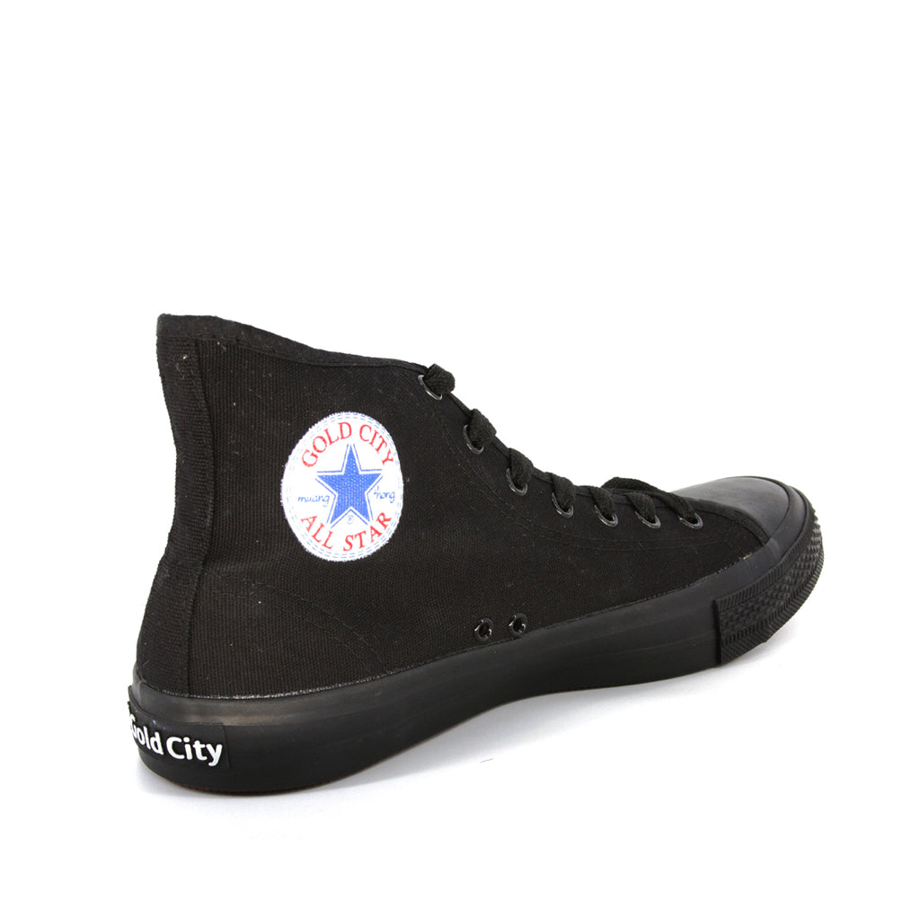 รองเท้าผ้าใบ รองเท้าผ้าใบหุ้มข้อ รองเท้าผ้าใบหุ้มข้อผู้ชาย รองเท้าผ้าใบหุ้มข้อผู้หญิงสีดำ/ดำ แนวสตรีท น้ำหนักเบา สวมใส่ง่าย ทนทาน