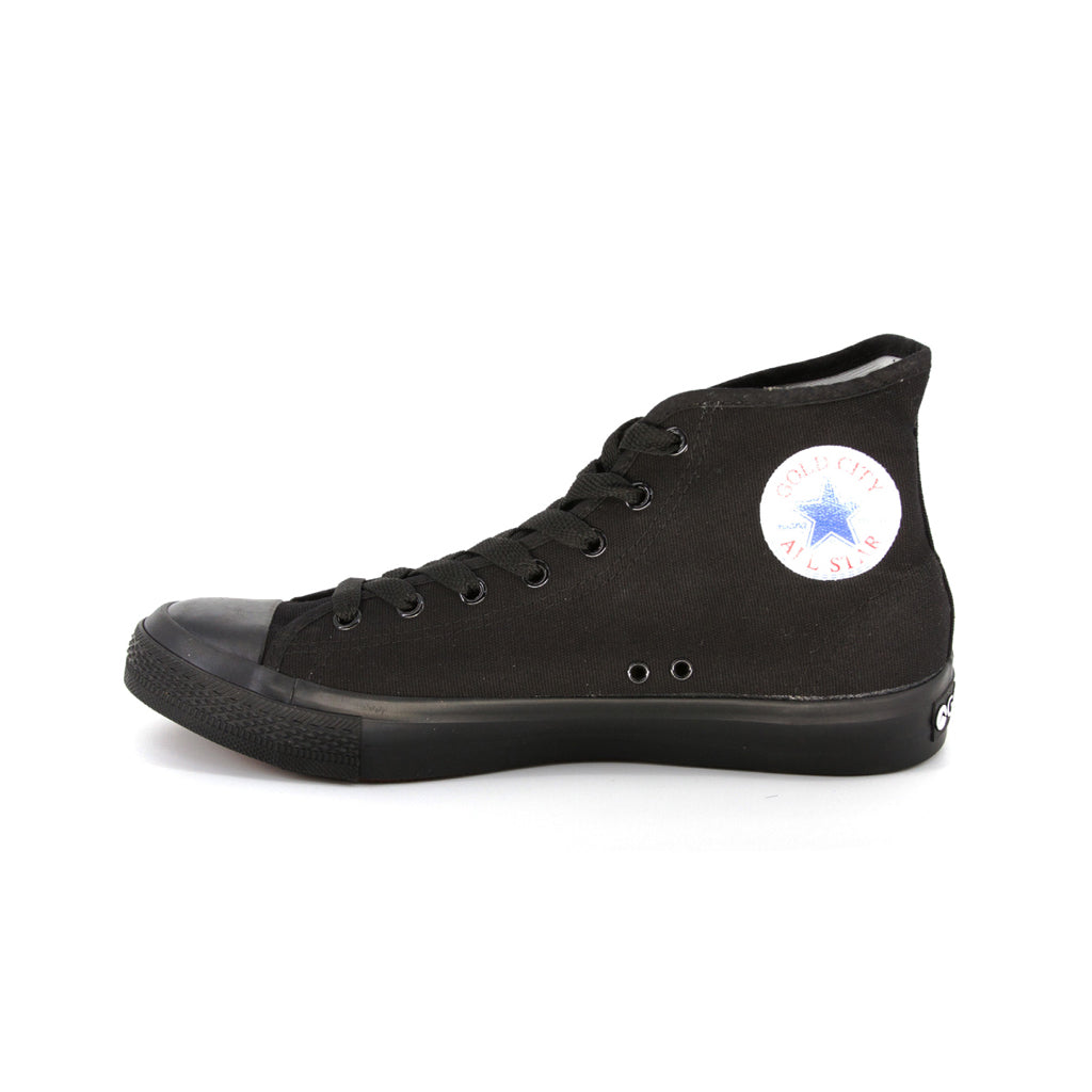 รองเท้าผ้าใบ รองเท้าผ้าใบหุ้มข้อ รองเท้าผ้าใบหุ้มข้อผู้ชาย รองเท้าผ้าใบหุ้มข้อผู้หญิงสีดำ/ดำ แนวสตรีท น้ำหนักเบา สวมใส่ง่าย ทนทาน