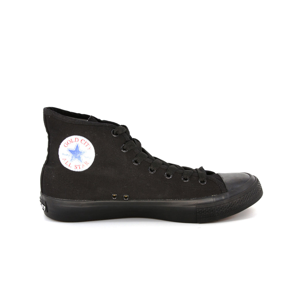 รองเท้าผ้าใบ รองเท้าผ้าใบหุ้มข้อ รองเท้าผ้าใบหุ้มข้อผู้ชาย รองเท้าผ้าใบหุ้มข้อผู้หญิงสีดำ/ดำ แนวสตรีท น้ำหนักเบา สวมใส่ง่าย ทนทาน