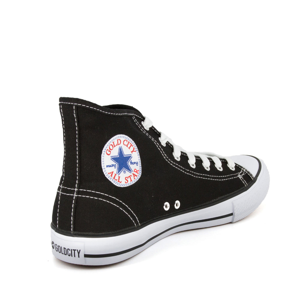 รองเท้าผ้าใบ รองเท้าผ้าใบหุ้มข้อ รองเท้าผ้าใบหุ้มข้อผู้ชาย รองเท้าผ้าใบหุ้มข้อผู้หญิงสีดำ แนวสตรีท น้ำหนักเบา สวมใส่ง่าย ทนทาน