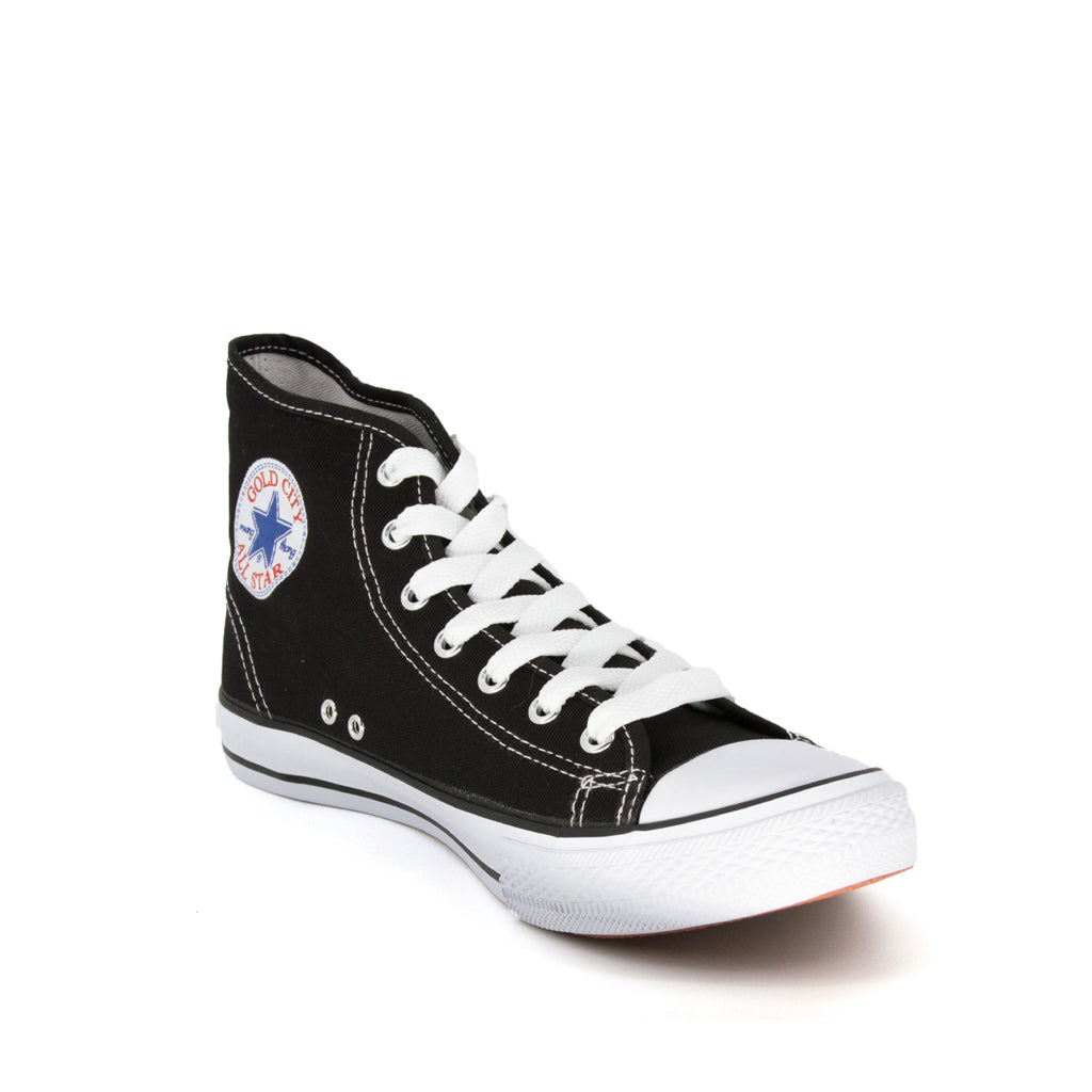 รองเท้าผ้าใบ รองเท้าผ้าใบหุ้มข้อ รองเท้าผ้าใบหุ้มข้อผู้ชาย รองเท้าผ้าใบหุ้มข้อผู้หญิงสีดำ แนวสตรีท น้ำหนักเบา สวมใส่ง่าย ทนทาน