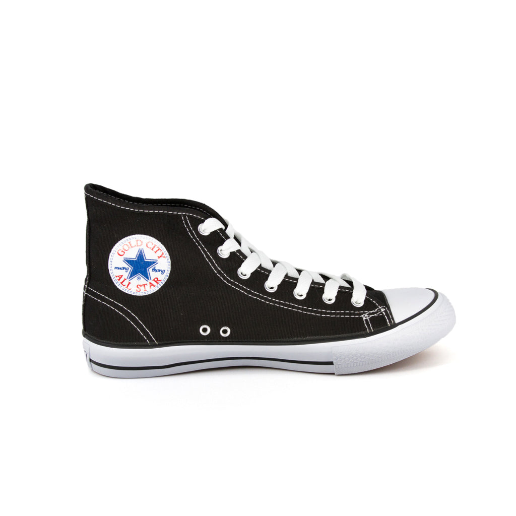 รองเท้าผ้าใบ รองเท้าผ้าใบหุ้มข้อ รองเท้าผ้าใบหุ้มข้อผู้ชาย รองเท้าผ้าใบหุ้มข้อผู้หญิงสีดำ แนวสตรีท น้ำหนักเบา สวมใส่ง่าย ทนทาน