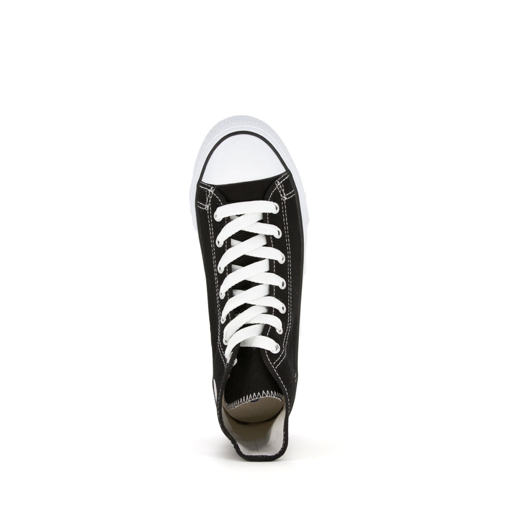 รองเท้าผ้าใบ รองเท้าผ้าใบหุ้มข้อ รองเท้าผ้าใบหุ้มข้อผู้ชาย รองเท้าผ้าใบหุ้มข้อผู้หญิงสีดำ แนวสตรีท น้ำหนักเบา สวมใส่ง่าย ทนทาน