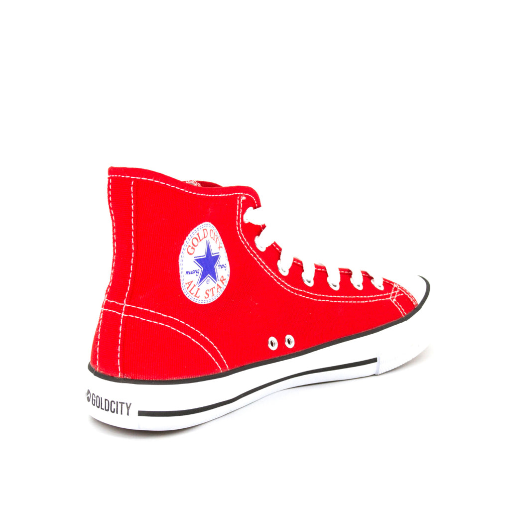 รองเท้าผ้าใบ รองเท้าผ้าใบหุ้มข้อ รองเท้าผ้าใบหุ้มข้อผู้ชาย รองเท้าผ้าใบหุ้มข้อผู้หญิงสีแดง แนวสตรีท น้ำหนักเบา สวมใส่ง่าย ทนทาน