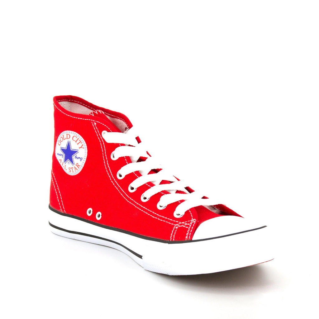 รองเท้าผ้าใบ รองเท้าผ้าใบหุ้มข้อ รองเท้าผ้าใบหุ้มข้อผู้ชาย รองเท้าผ้าใบหุ้มข้อผู้หญิงสีแดง แนวสตรีท น้ำหนักเบา สวมใส่ง่าย ทนทาน