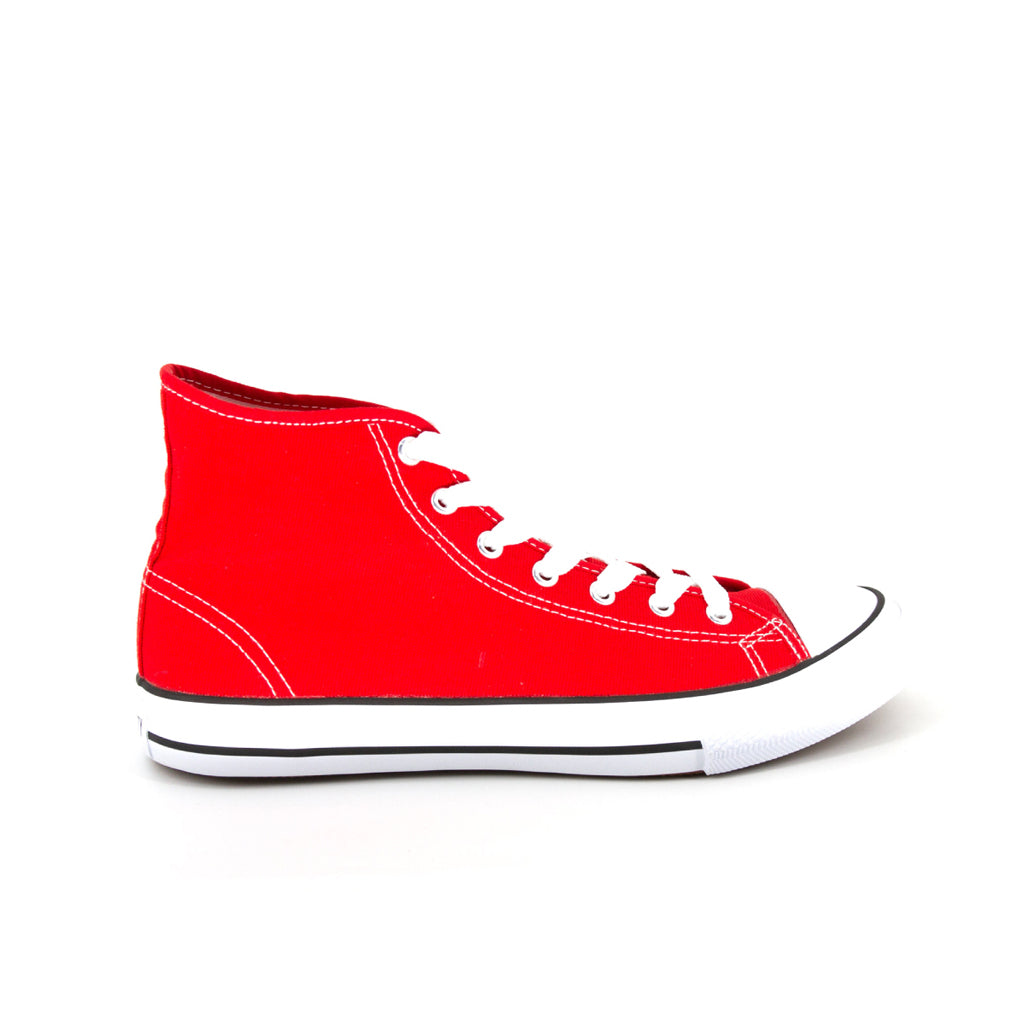 รองเท้าผ้าใบ รองเท้าผ้าใบหุ้มข้อ รองเท้าผ้าใบหุ้มข้อผู้ชาย รองเท้าผ้าใบหุ้มข้อผู้หญิงสีแดง แนวสตรีท น้ำหนักเบา สวมใส่ง่าย ทนทาน