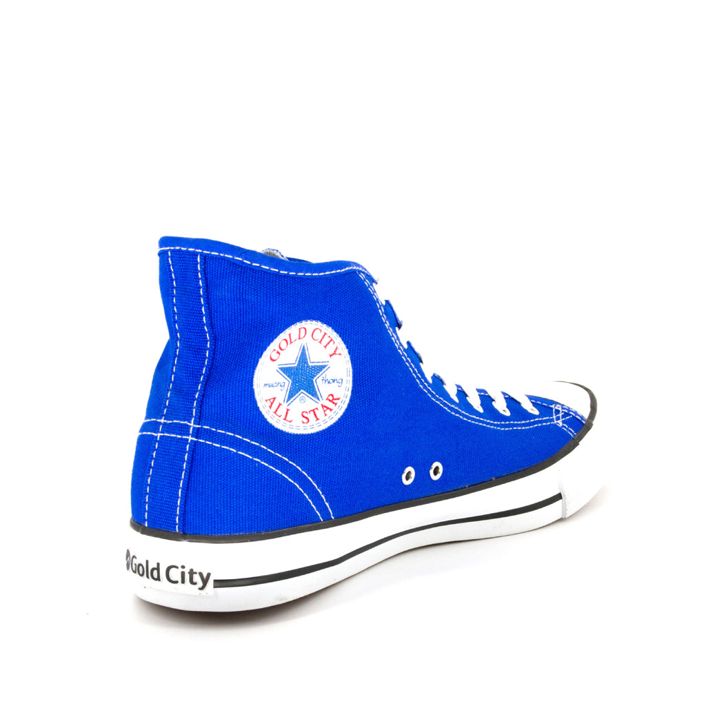 รองเท้าผ้าใบ รองเท้าผ้าใบหุ้มข้อ รองเท้าผ้าใบหุ้มข้อผู้ชาย รองเท้าผ้าใบหุ้มข้อผู้หญิงสีน้ำเงินแนวสตรีท น้ำหนักเบา สวมใส่ง่าย ทนทาน