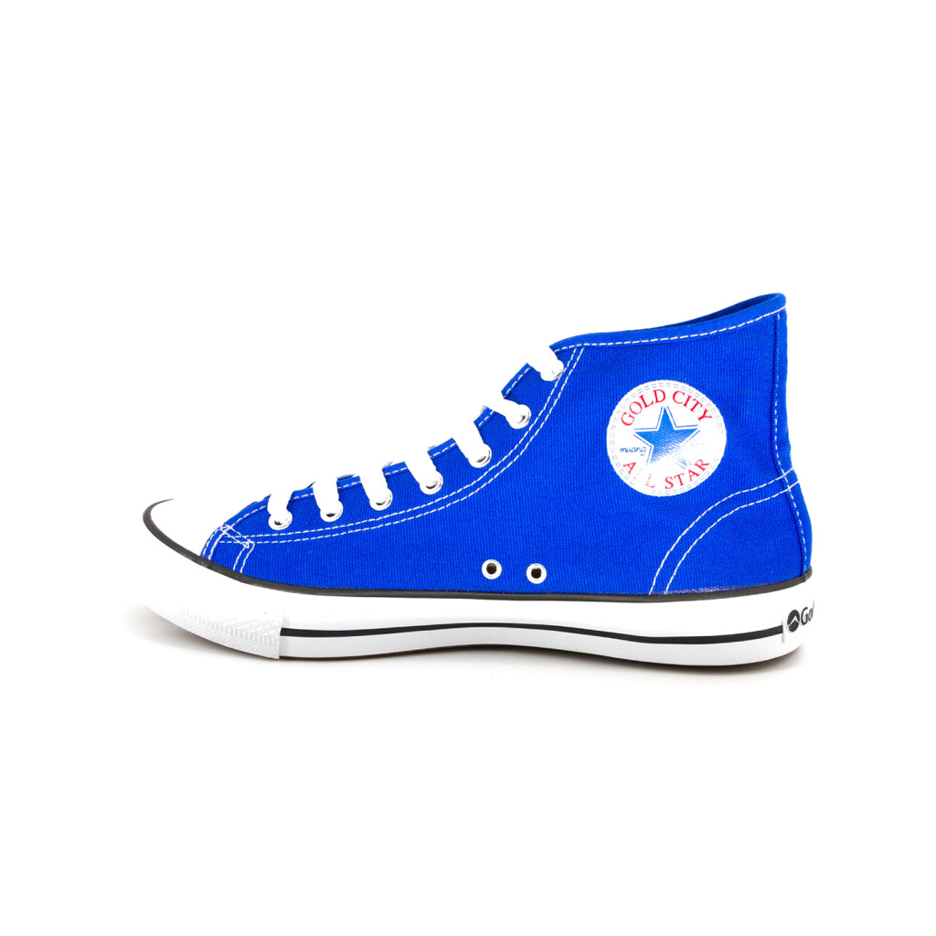 รองเท้าผ้าใบ รองเท้าผ้าใบหุ้มข้อ รองเท้าผ้าใบหุ้มข้อผู้ชาย รองเท้าผ้าใบหุ้มข้อผู้หญิงสีน้ำเงินแนวสตรีท น้ำหนักเบา สวมใส่ง่าย ทนทาน