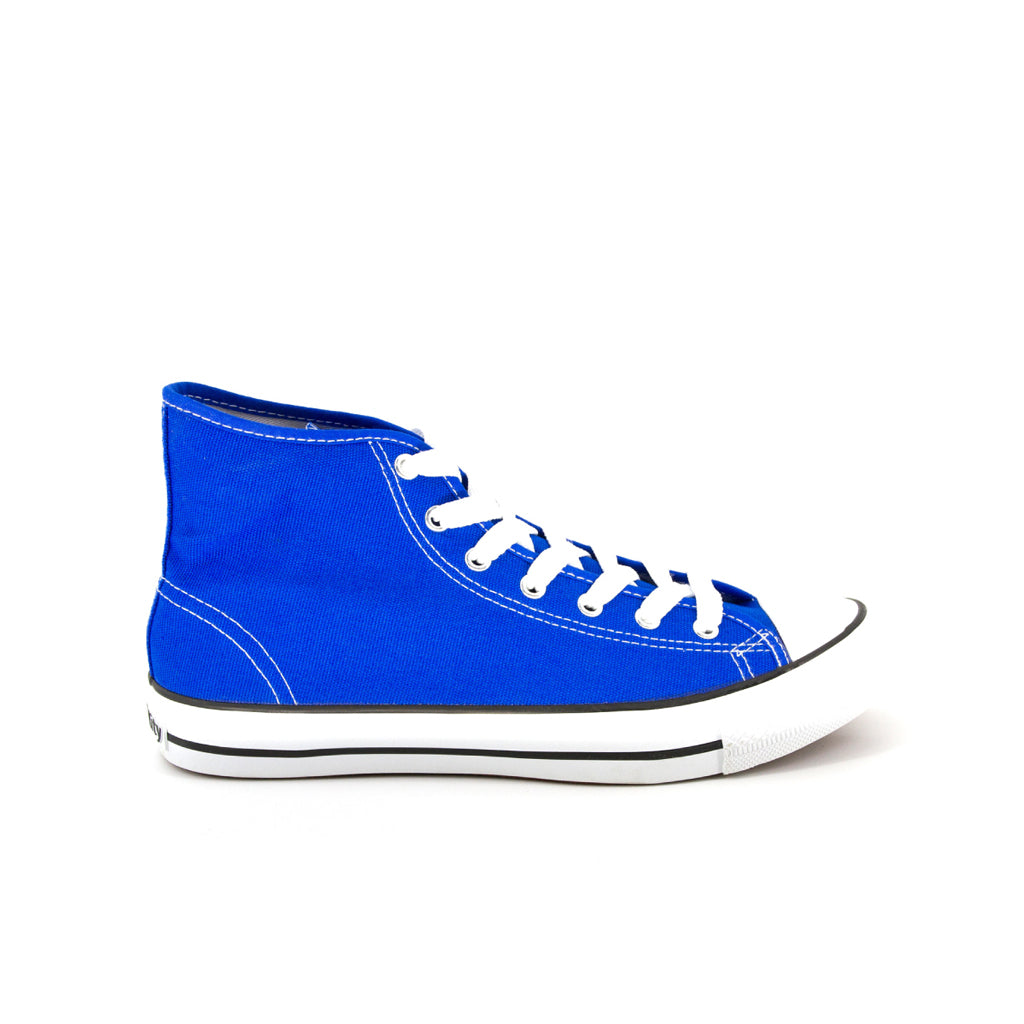 รองเท้าผ้าใบ รองเท้าผ้าใบหุ้มข้อ รองเท้าผ้าใบหุ้มข้อผู้ชาย รองเท้าผ้าใบหุ้มข้อผู้หญิงสีน้ำเงิน แนวสตรีท น้ำหนักเบา สวมใส่ง่าย ทนทาน