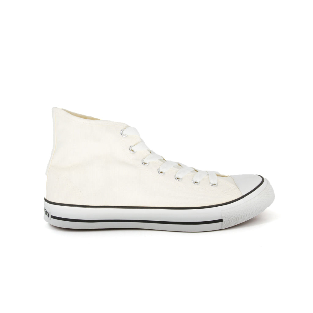 รองเท้าผ้าใบ รองเท้าผ้าใบหุ้มข้อ รองเท้าผ้าใบหุ้มข้อผู้ชาย รองเท้าผ้าใบหุ้มข้อผู้หญิงสีครีม/ดำ แนวสตรีท น้ำหนักเบา สวมใส่ง่าย ทนทาน