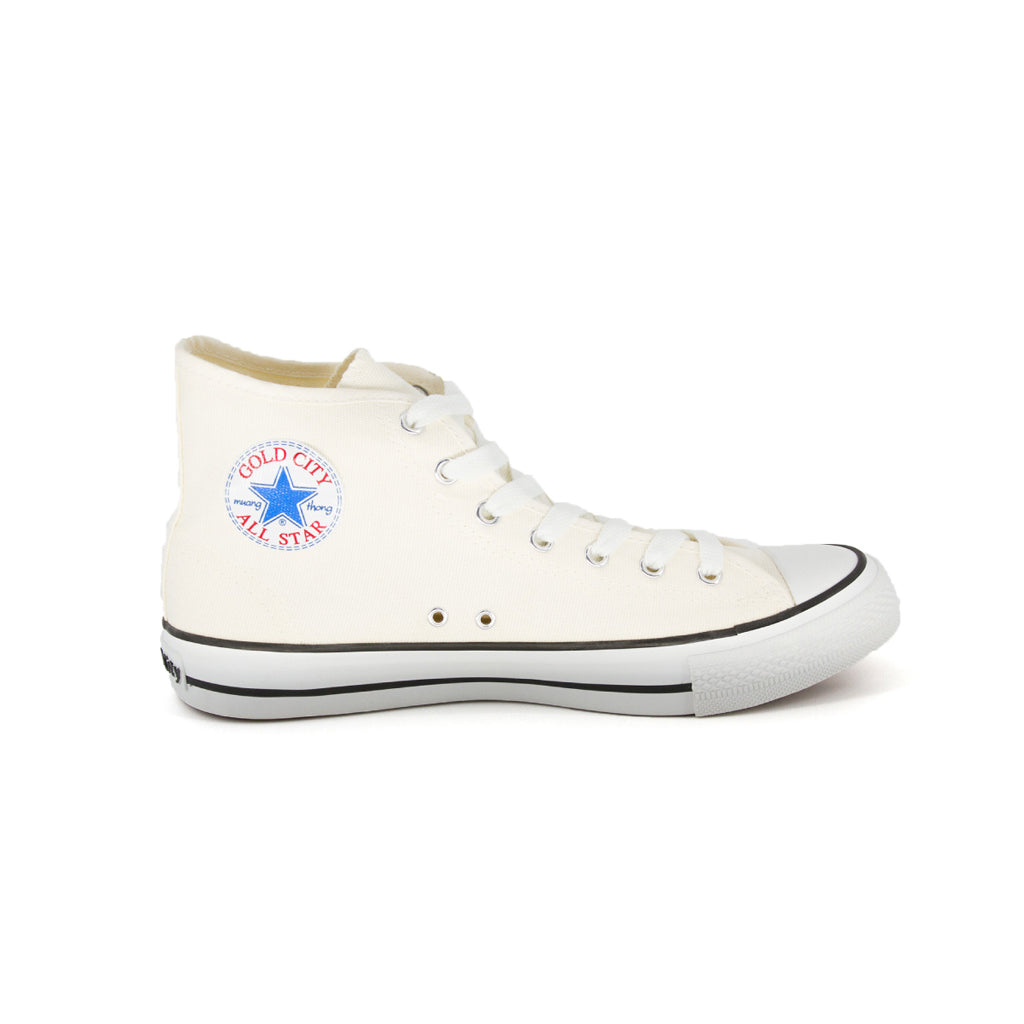 รองเท้าผ้าใบ รองเท้าผ้าใบหุ้มข้อ รองเท้าผ้าใบหุ้มข้อผู้ชาย รองเท้าผ้าใบหุ้มข้อผู้หญิงสีครีม/ดำ แนวสตรีท น้ำหนักเบา สวมใส่ง่าย ทนทาน