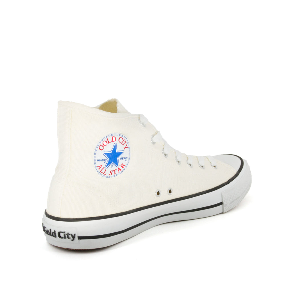 รองเท้าผ้าใบ รองเท้าผ้าใบหุ้มข้อ รองเท้าผ้าใบหุ้มข้อผู้ชาย รองเท้าผ้าใบหุ้มข้อผู้หญิงสีครีม/ดำ แนวสตรีท น้ำหนักเบา สวมใส่ง่าย ทนทาน