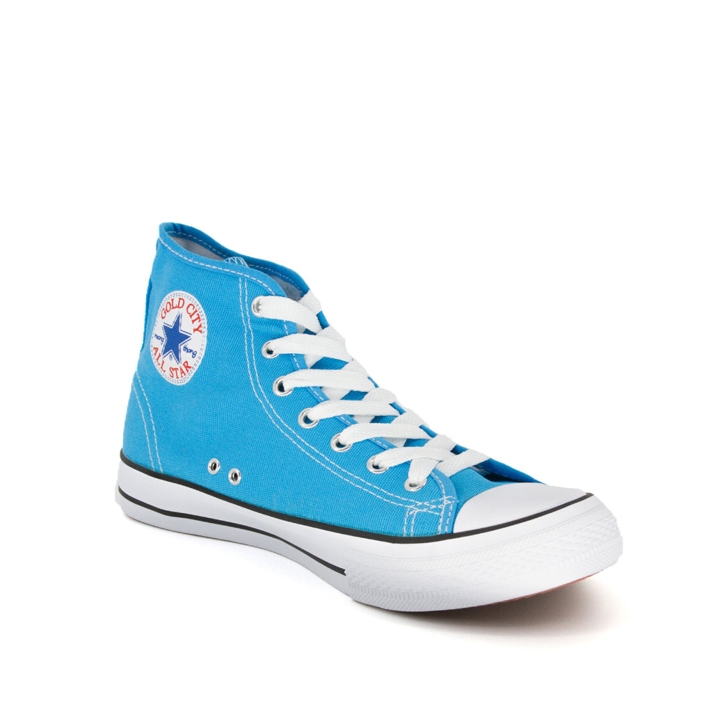 รองเท้าผ้าใบ รองเท้าผ้าใบหุ้มข้อ รองเท้าผ้าใบหุ้มข้อผู้ชาย รองเท้าผ้าใบหุ้มข้อผู้หญิงสีฟ้า แนวสตรีท น้ำหนักเบา สวมใส่ง่าย ทนทาน