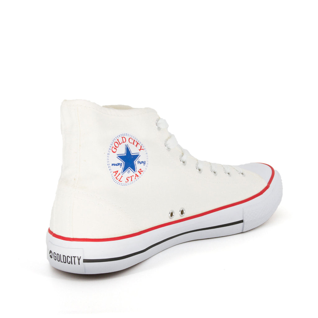 รองเท้าผ้าใบ รองเท้าผ้าใบหุ้มข้อ รองเท้าผ้าใบหุ้มข้อผู้ชาย รองเท้าผ้าใบหุ้มข้อผู้หญิงสีครีม แนวสตรีท น้ำหนักเบา สวมใส่ง่าย ทนทาน