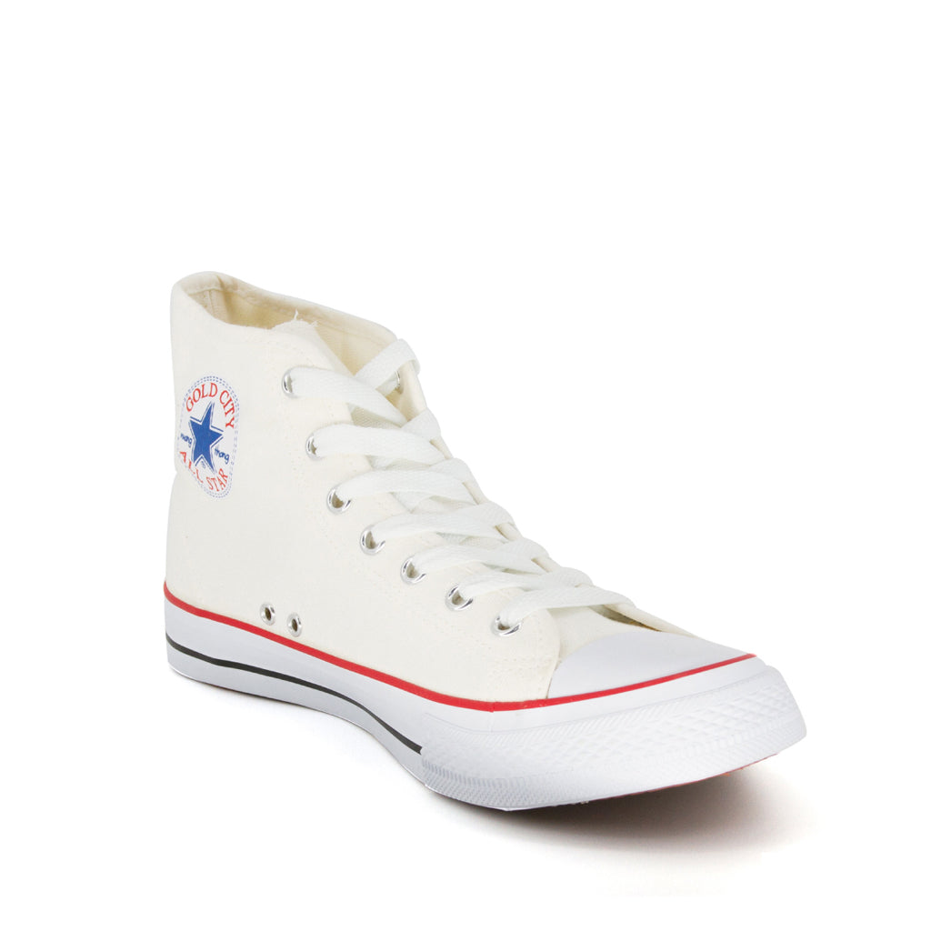 รองเท้าผ้าใบ รองเท้าผ้าใบหุ้มข้อ รองเท้าผ้าใบหุ้มข้อผู้ชาย รองเท้าผ้าใบหุ้มข้อผู้หญิงสีครีม แนวสตรีท น้ำหนักเบา สวมใส่ง่าย ทนทาน