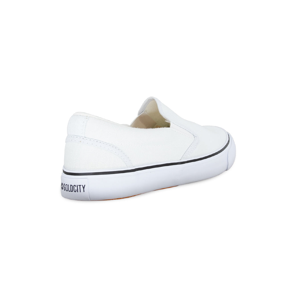 รองเท้าผ้าใบ รองเท้าสลิปออน รองเท้าผ้าใบสลิปออนผู้ชาย รองเท้าผ้าใบสลิปออนผู้หญิงสีขาว ขอบนุ่ม ใส่สบาย ไม่กัดเท้า