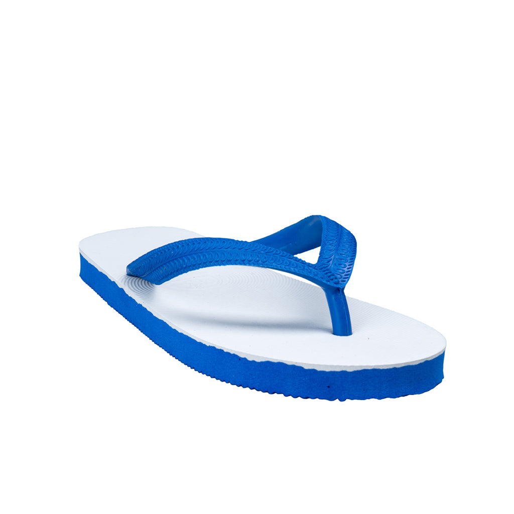 รองเท้าแตะ รองเท้าแตะหูหนีบ รองเท้าแตะหูหนีบผู้ชาย รองเท้าแตะหูหนีบผู้หญิงสีขาวน้ำเงิน ฟองน้ำยางพาราธรรมชาติ  ใส่สบาย  ทนทาน  นุ่ม เบา 