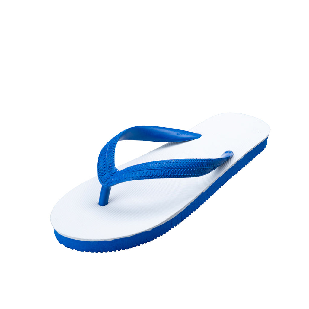 รองเท้าแตะ รองเท้าแตะหูหนีบ รองเท้าแตะหูหนีบผู้ชาย รองเท้าแตะหูหนีบผู้หญิงสีขาวน้ำเงิน ฟองน้ำยางพาราธรรมชาติ  ใส่สบาย  ทนทาน  นุ่ม เบา 