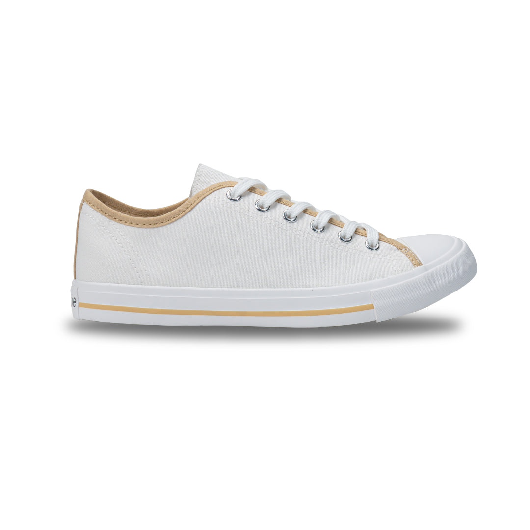 รองเท้าผ้าใบ รองเท้าผ้าใบผูกเชือก รองเท้าผ้าใบผูกเชือกผู้ชาย รองเท้าผ้าใบผูกเชือกผู้หญิงสีครีม/เบจ  นุ่ม เบา ใส่สบาย