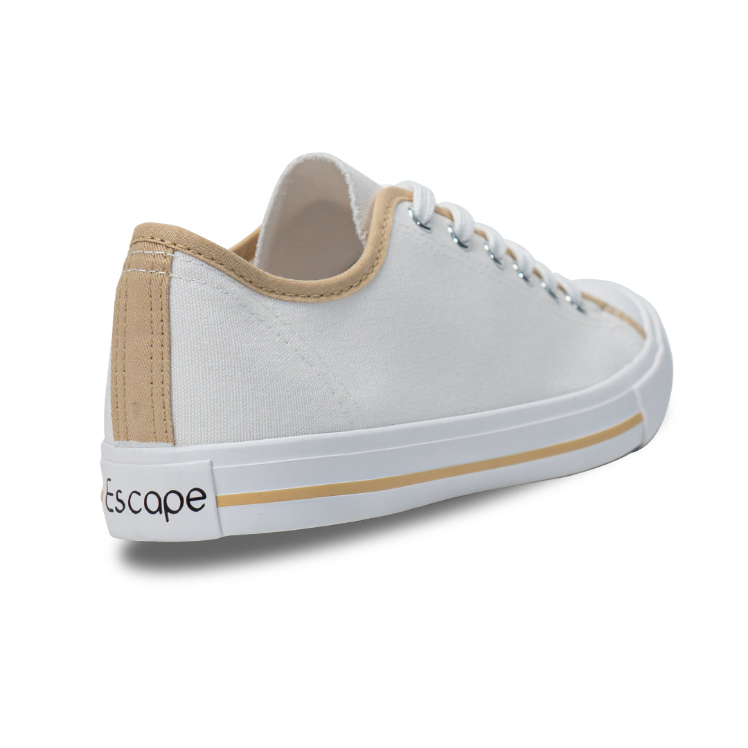 รองเท้าผ้าใบ รองเท้าผ้าใบผูกเชือก รองเท้าผ้าใบผูกเชือกผู้ชาย รองเท้าผ้าใบผูกเชือกผู้หญิงสีครีม/เบจ  นุ่ม เบา ใส่สบาย