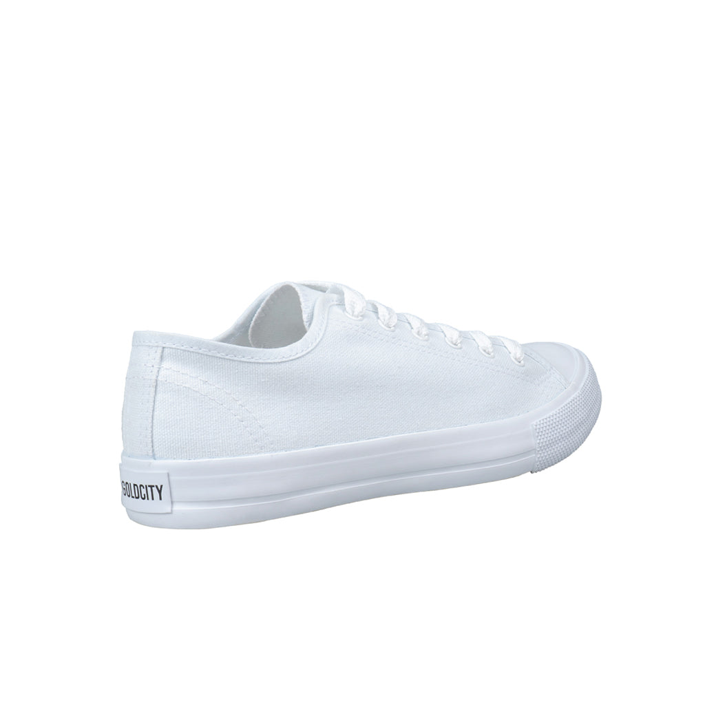 รองเท้าผ้าใบ รองเท้าผ้าใบผูกเชือก รองเท้าผ้าใบผูกเชือกผู้ชาย รองเท้าผ้าใบผูกเชือกผู้หญิงสีขาว/ขาว สไตล์คลาสสิก นุ่มสบาย