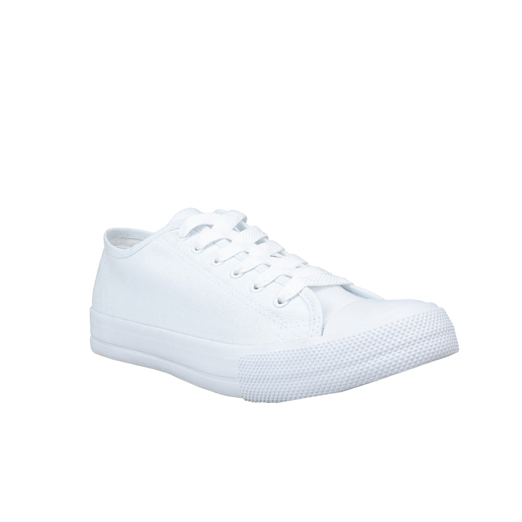 รองเท้าผ้าใบ รองเท้าผ้าใบผูกเชือก รองเท้าผ้าใบผูกเชือกผู้ชาย รองเท้าผ้าใบผูกเชือกผู้หญิงสีขาว/ขาว สไตล์คลาสสิก นุ่มสบาย