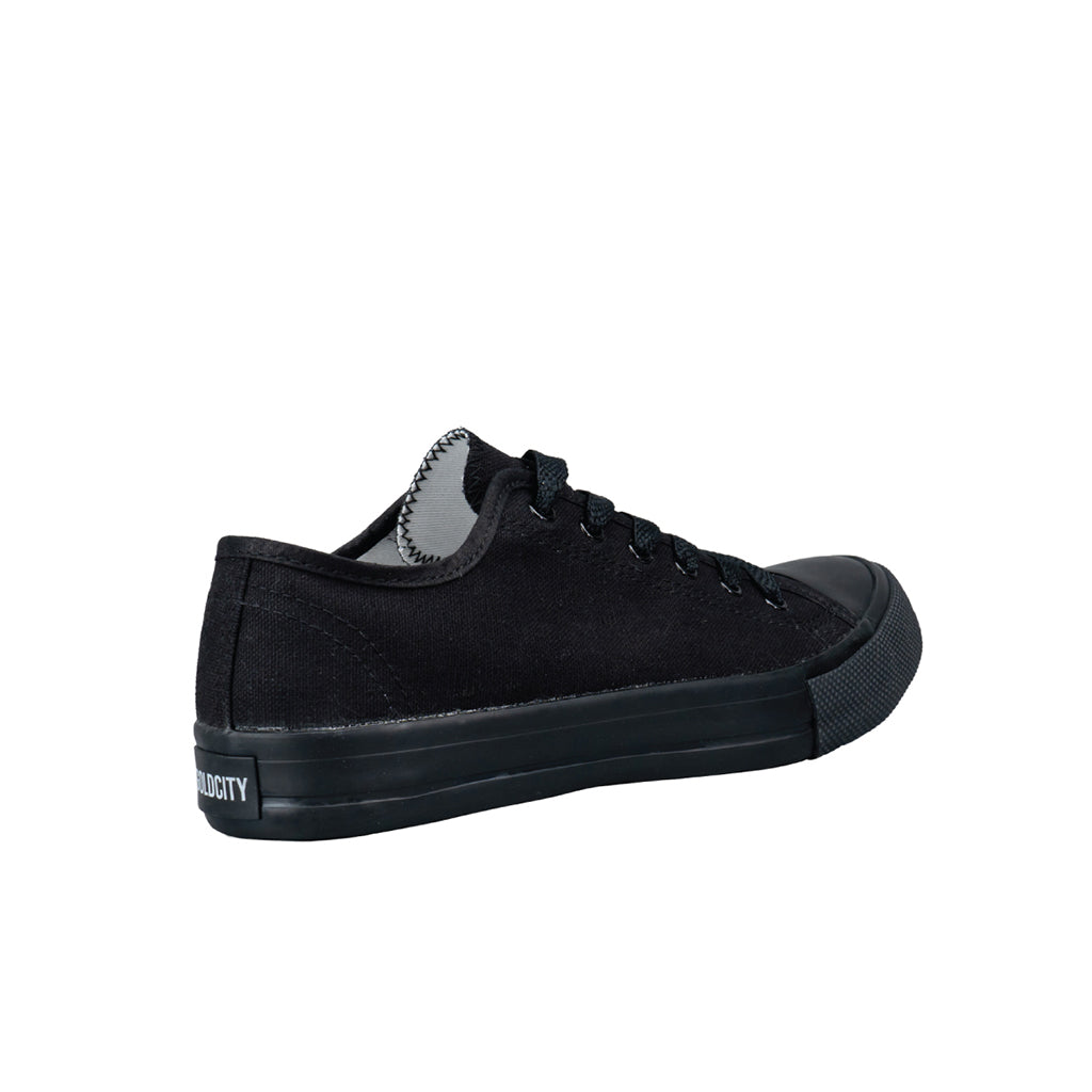 รองเท้าผ้าใบ รองเท้าผ้าใบผูกเชือก รองเท้าผ้าใบผูกเชือกผู้ชาย รองเท้าผ้าใบผูกเชือกผู้หญิงสีดำ/ดำ สไตล์คลาสสิก นุ่มสบาย