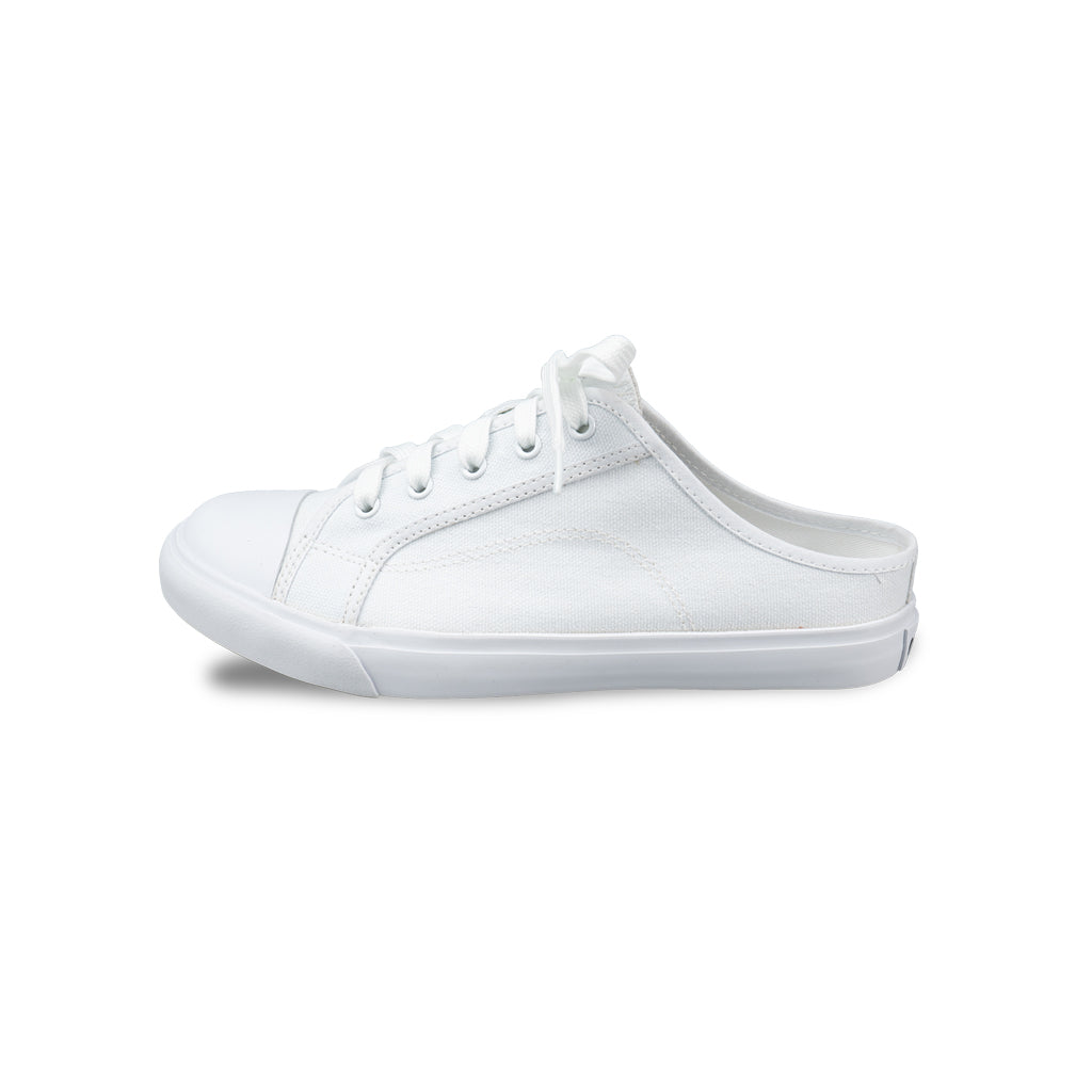 รองเท้าผ้าใบ รองเท้าผ้าใบเปิดส้น รองเท้าผ้าใบเปิดส้นผู้หญิงสีขาว นุ่ม ใส่สบาย ระบายอากาศ 