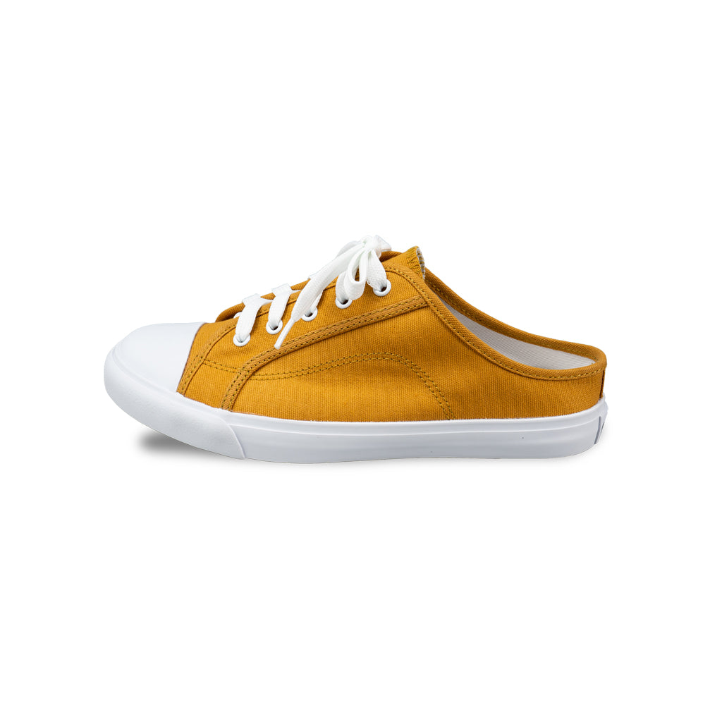 รองเท้าผ้าใบ รองเท้าผ้าใบเปิดส้น รองเท้าผ้าใบเปิดส้นผู้หญิงสีเหลือง นุ่ม ใส่สบาย ระบายอากาศ 