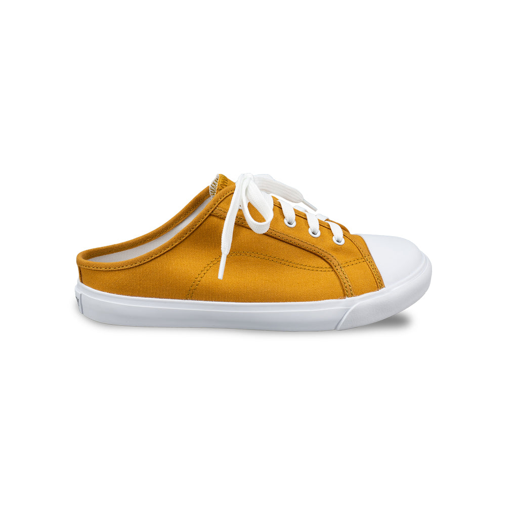 รองเท้าผ้าใบ รองเท้าผ้าใบเปิดส้น รองเท้าผ้าใบเปิดส้นผู้หญิงสีเหลือง นุ่ม ใส่สบาย ระบายอากาศ 