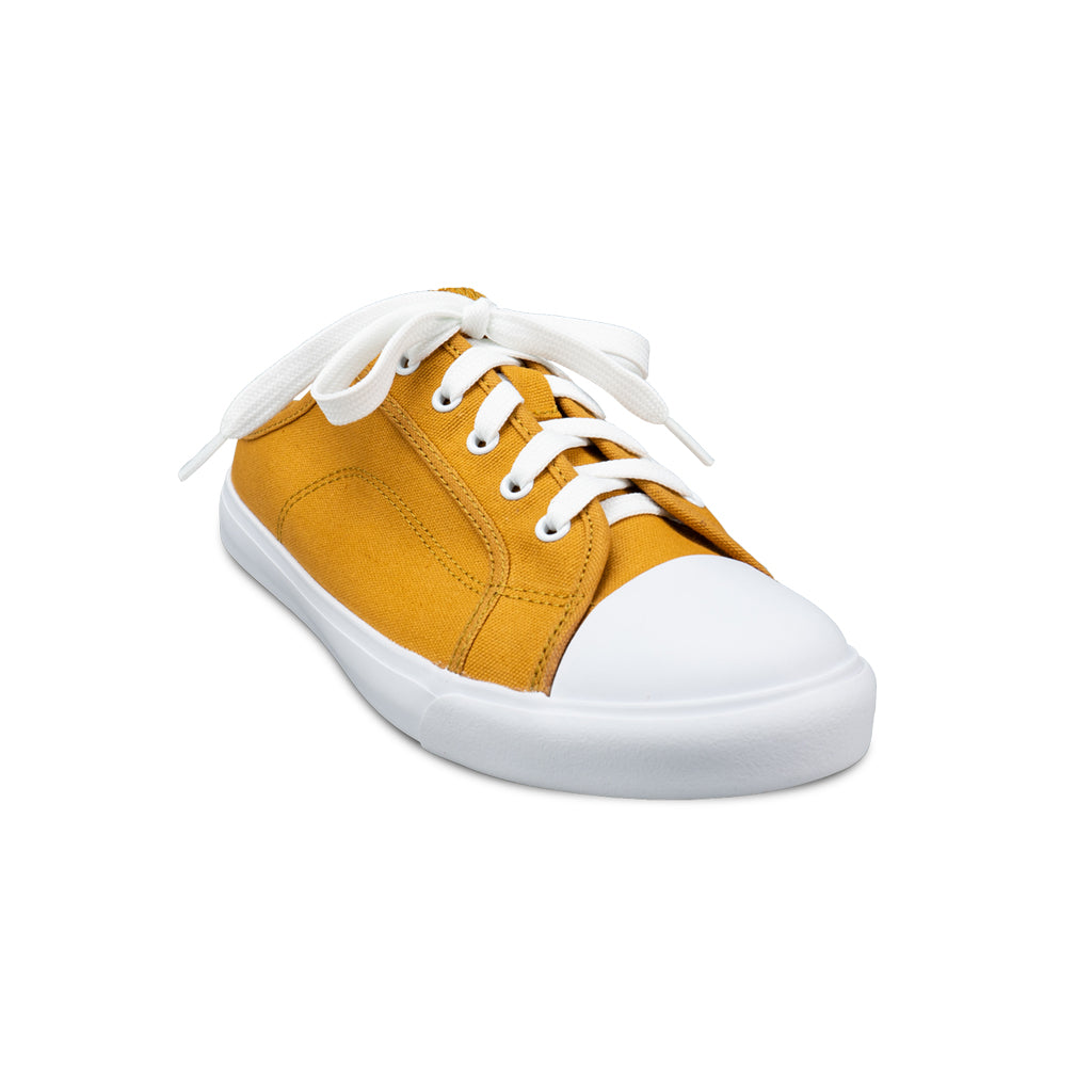 รองเท้าผ้าใบ รองเท้าผ้าใบเปิดส้น รองเท้าผ้าใบเปิดส้นผู้หญิงสีเหลือง นุ่ม ใส่สบาย ระบายอากาศ 