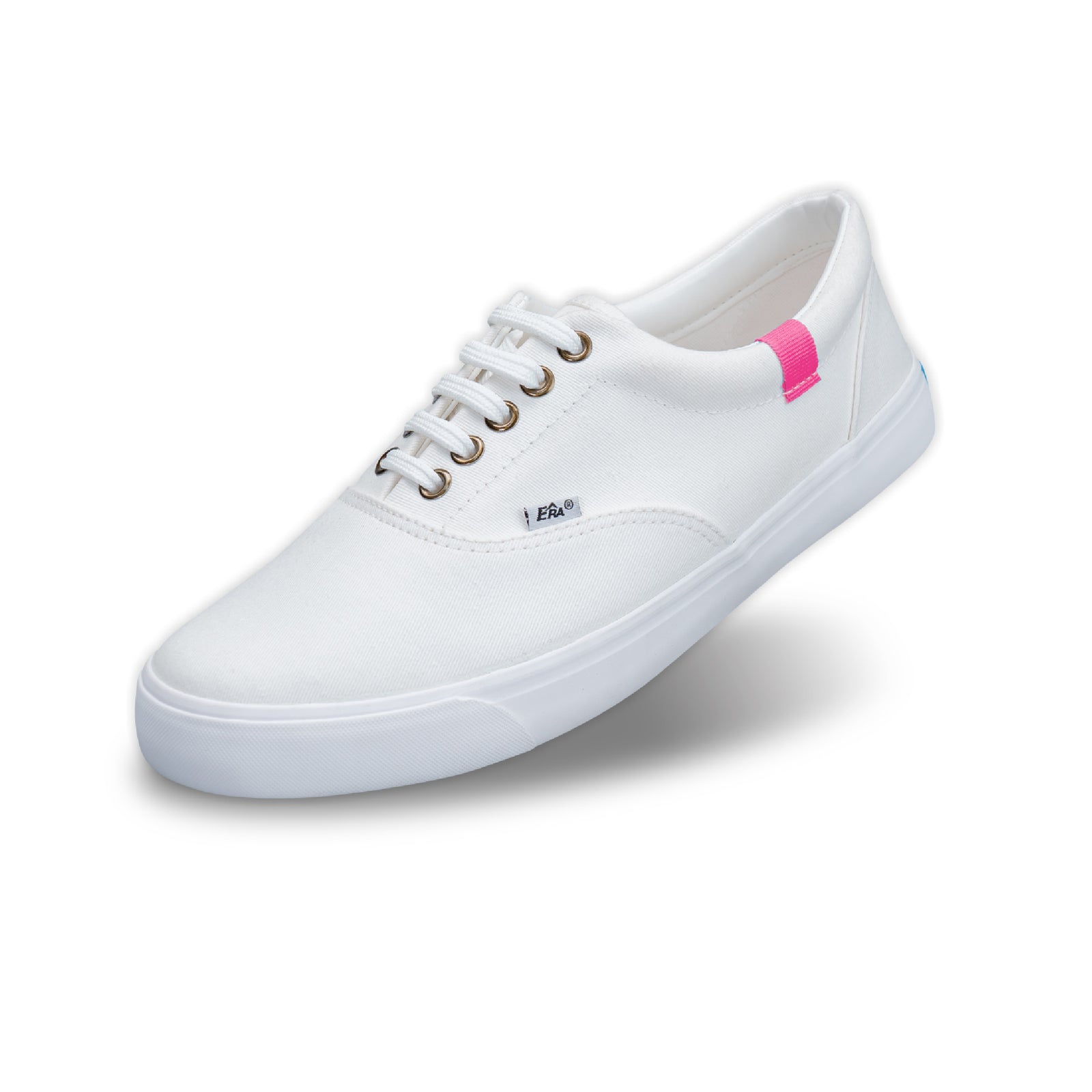 รองเท้าผ้าใบ รองเท้าผ้าใบผูกเชือก รองเท้าผ้าใบผูกเชือกผู้ชาย รองเท้าผ้าใบผูกเชือกผู้หญิงสีครีม/ชมพู  ดีไซน์เท่ด้วยริบบิ้นสวยหวาน นุ่มสบาย ไม่กัดเท้า 