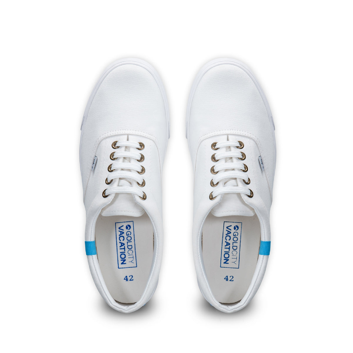 รองเท้าผ้าใบ รองเท้าผ้าใบผูกเชือก รองเท้าผ้าใบผูกเชือกผู้ชาย รองเท้าผ้าใบผูกเชือกผู้หญิงสีครีม/ฟ้า  ดีไซน์เท่ด้วยริบบิ้นสวยหวาน นุ่มสบาย ไม่กัดเท้า 