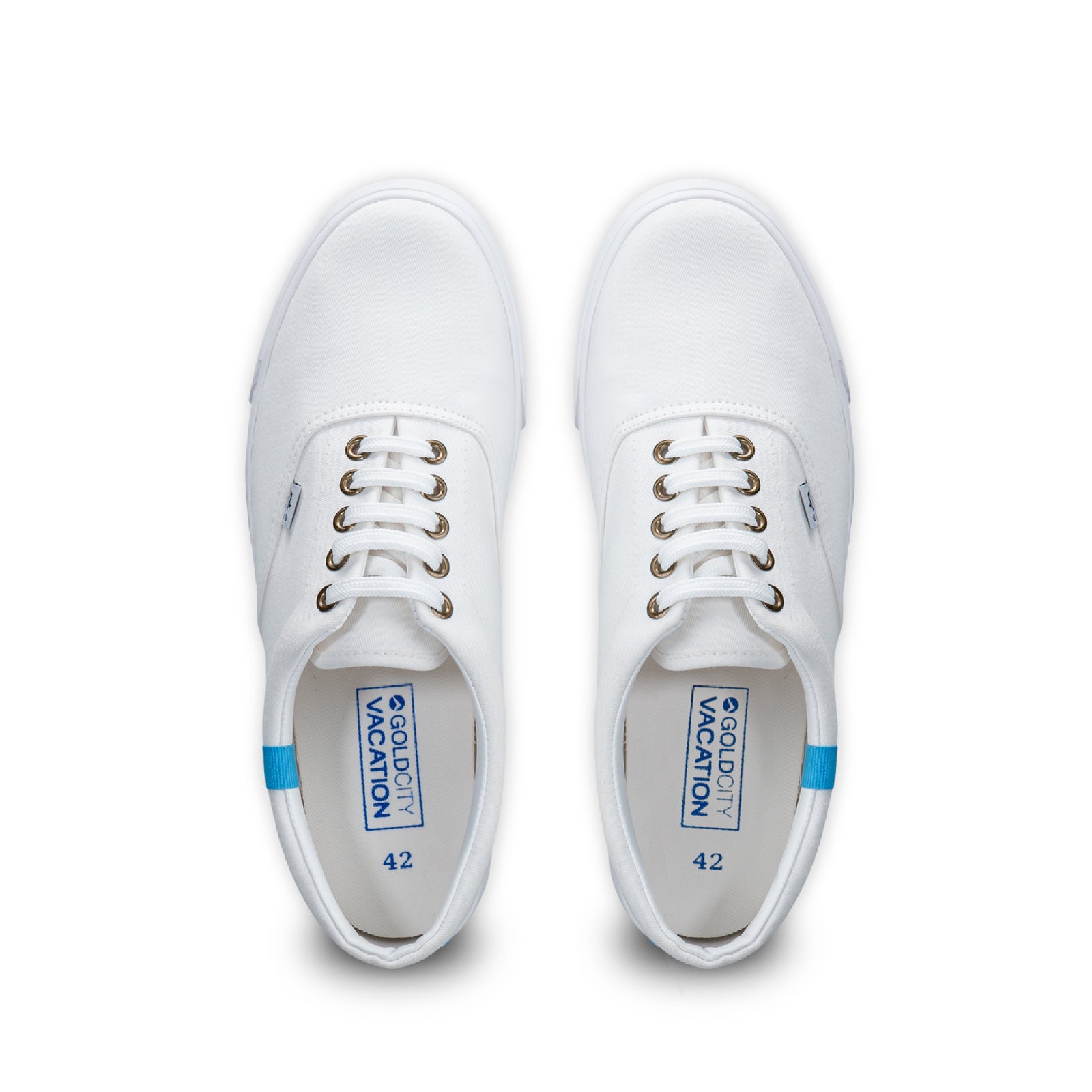 รองเท้าผ้าใบ รองเท้าผ้าใบผูกเชือก รองเท้าผ้าใบผูกเชือกผู้ชาย รองเท้าผ้าใบผูกเชือกผู้หญิงสีครีม/ฟ้า  ดีไซน์เท่ด้วยริบบิ้นสวยหวาน นุ่มสบาย ไม่กัดเท้า 