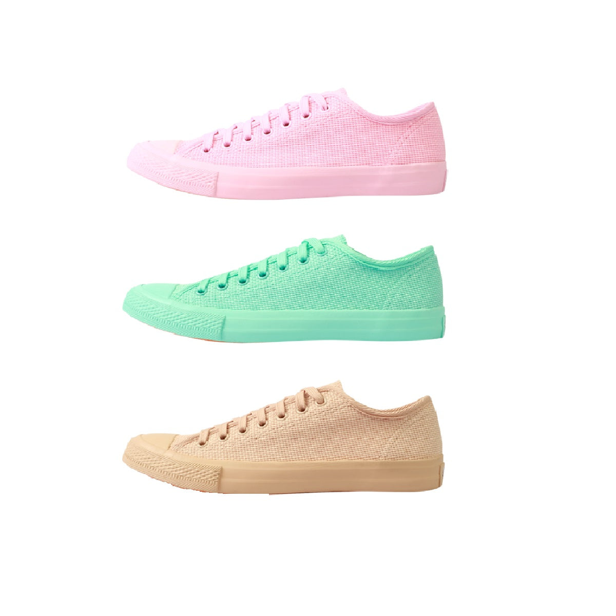 รองเท้าผ้าใบ รองเท้าผ้าใบผูกเชือก รองเท้าผ้าใบผูกเชือกผู้หญิงสีชมพู,เขียว,เบจ หวานพาสเทลสุดน่ารัก ใส่สบาย ระบายอากาศ 