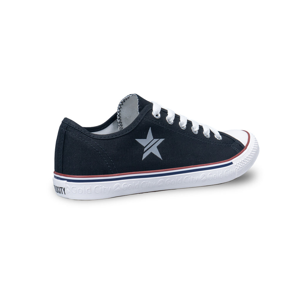 รองเท้าผ้าใบ รองเท้าผ้าใบผูกเชือก รองเท้าผ้าใบผูกเชือกผู้ชาย รองเท้าผ้าใบผูกเชือกผู้หญิงสีดำ ลายดาวสะท้อนแสง นุ่ม เบา ใส่สบาย