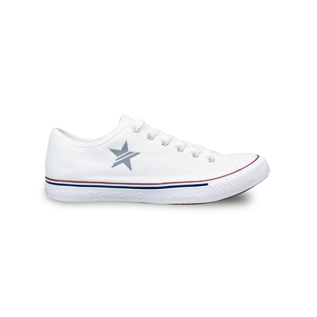 รองเท้าผ้าใบ รองเท้าผ้าใบผูกเชือก รองเท้าผ้าใบผูกเชือกผู้ชาย รองเท้าผ้าใบผูกเชือกผู้หญิงสีครีม ลายดาวสะท้อนแสง นุ่ม เบา ใส่สบาย