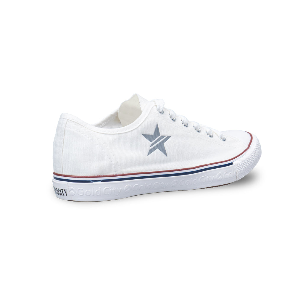 รองเท้าผ้าใบ รองเท้าผ้าใบผูกเชือก รองเท้าผ้าใบผูกเชือกผู้ชาย รองเท้าผ้าใบผูกเชือกผู้หญิงสีครีม ลายดาวสะท้อนแสง นุ่ม เบา ใส่สบาย