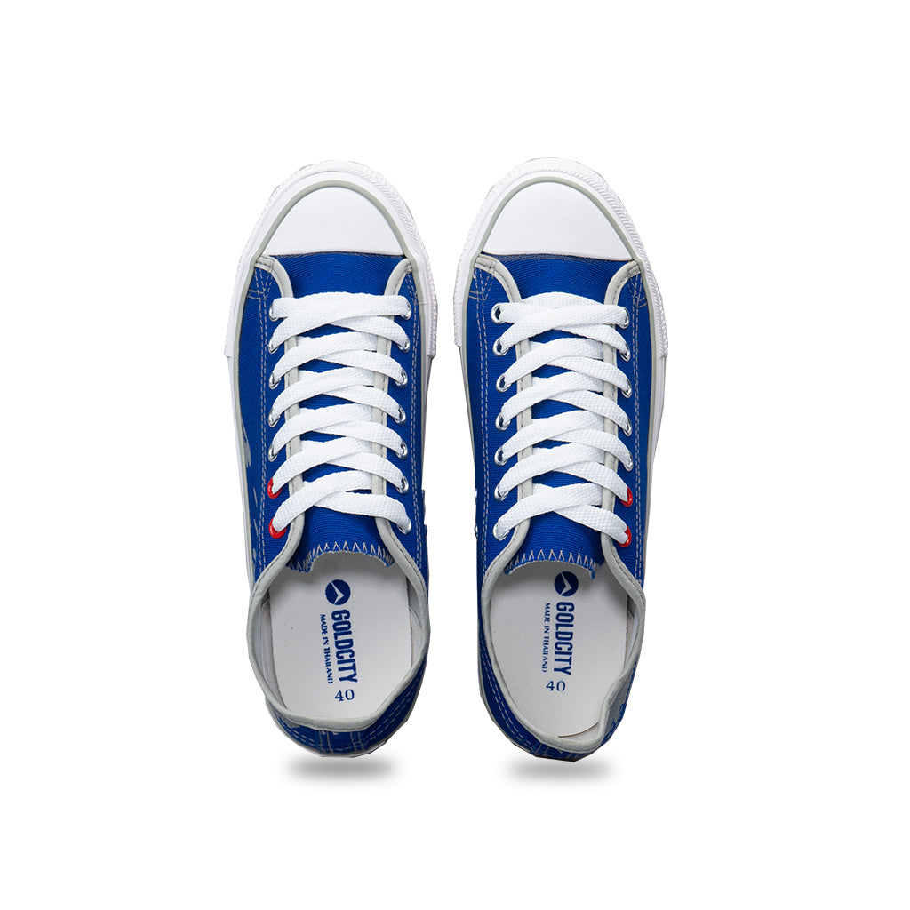รองเท้าผ้าใบ รุ่น NO023 สีน้ำเงินเทา มุมมองด้านบน โชว์แผ่นรองพื้นด้านใน