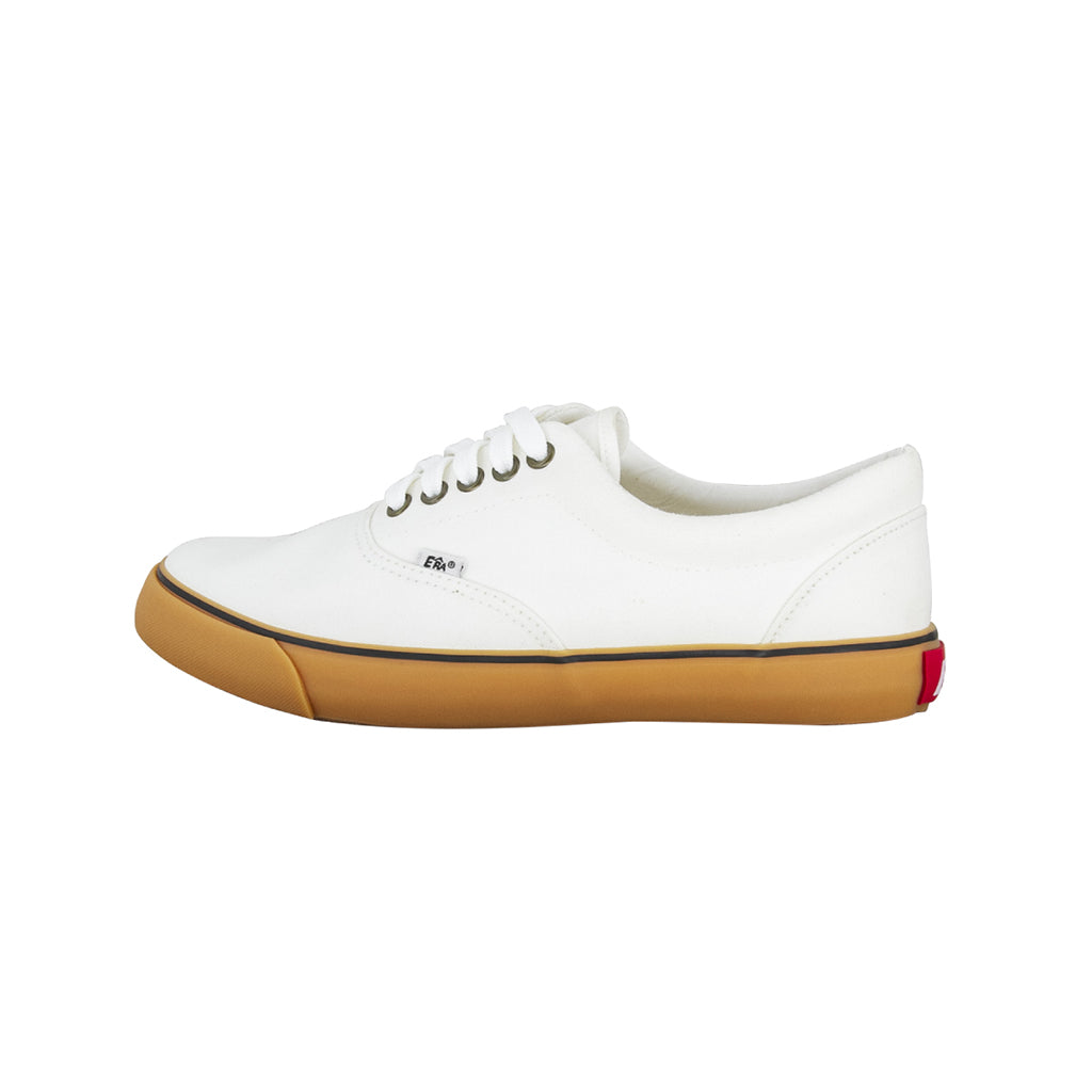 รองเท้าผ้าใบ รองเท้าผ้าใบผูกเชือก รองเท้าผ้าใบผูกเชือกผู้ชาย รองเท้าผ้าใบผูกเชือกผู้หญิงสีครีม ตราส้นด้านหลัง แดงเด่น ขอบนวมนุ่ม เบา ระบายอากาศดีเยี่ยม