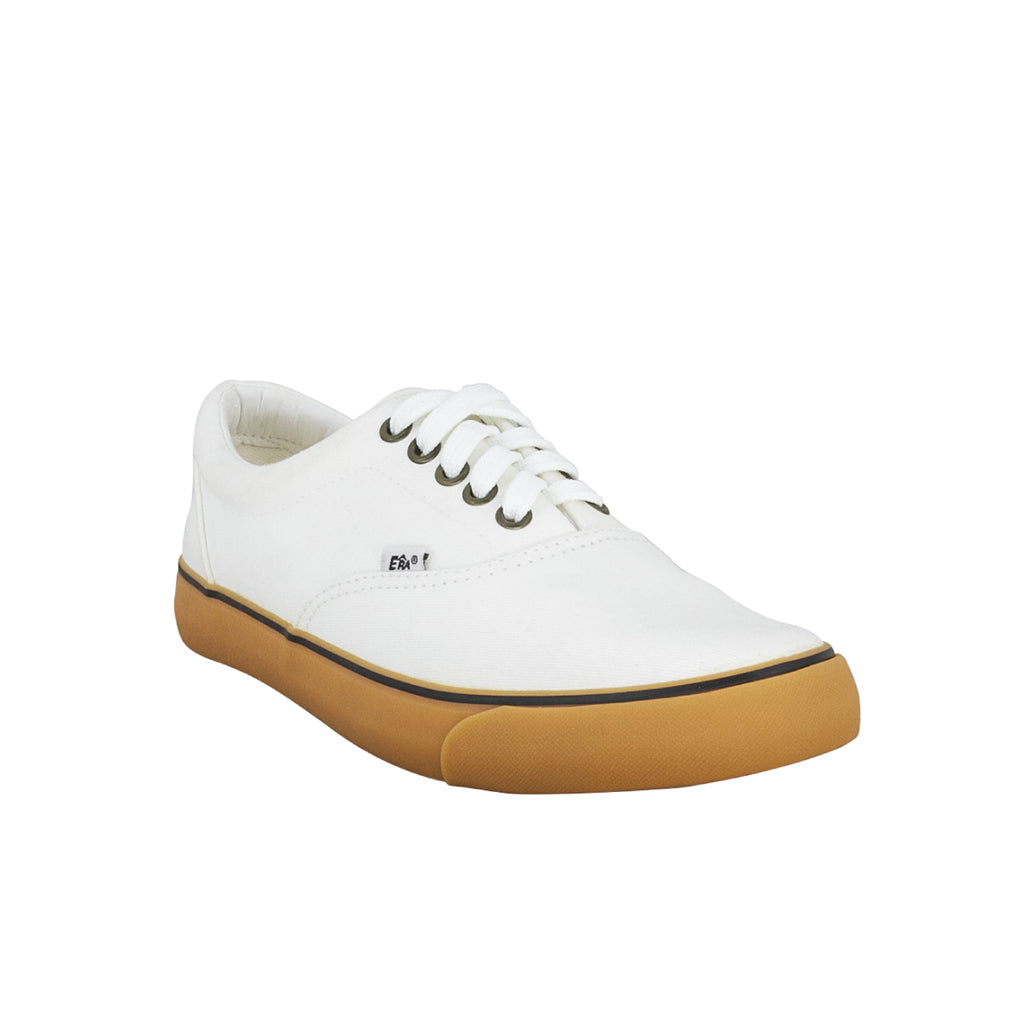 รองเท้าผ้าใบ รุ่น NO501 สีขาว มุมมองเฉียงด้านข้างฝั่งนอก