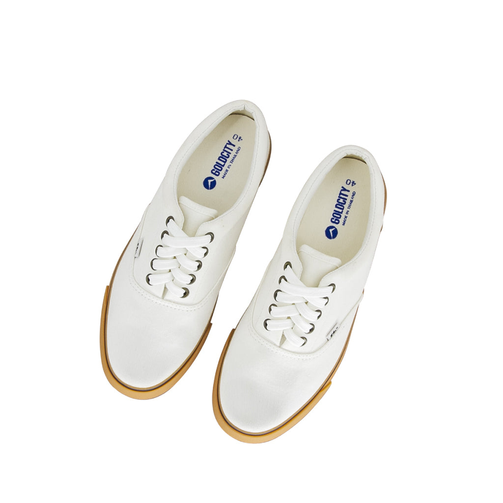 รองเท้าผ้าใบ รองเท้าผ้าใบผูกเชือก รองเท้าผ้าใบผูกเชือกผู้ชาย รองเท้าผ้าใบผูกเชือกผู้หญิงสีครีม ตราส้นด้านหลัง แดงเด่น ขอบนวมนุ่ม เบา ระบายอากาศดีเยี่ยม