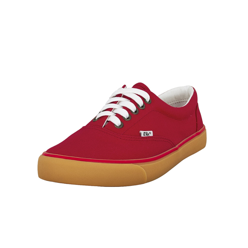 รองเท้าผ้าใบ รองเท้าผ้าใบผูกเชือก รองเท้าผ้าใบผูกเชือกผู้ชาย รองเท้าผ้าใบผูกเชือกผู้หญิงสีแดง ตราส้นด้านหลัง แดงเด่น ขอบนวมนุ่ม เบา ระบายอากาศดีเยี่ยม